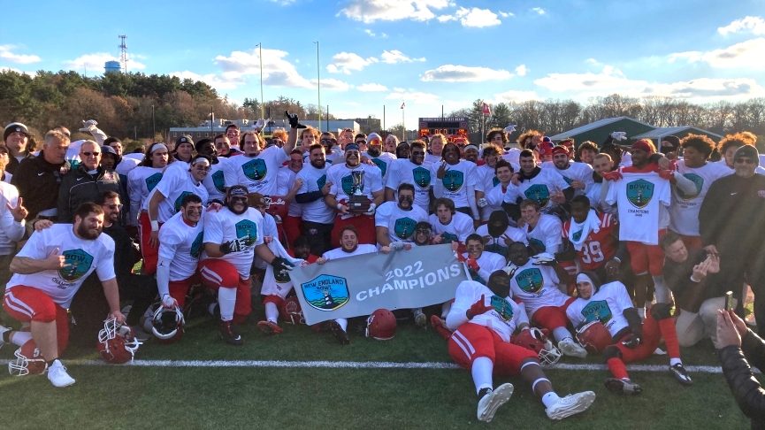 Football Captures New England Bowl Title Behind MVP Cahoon